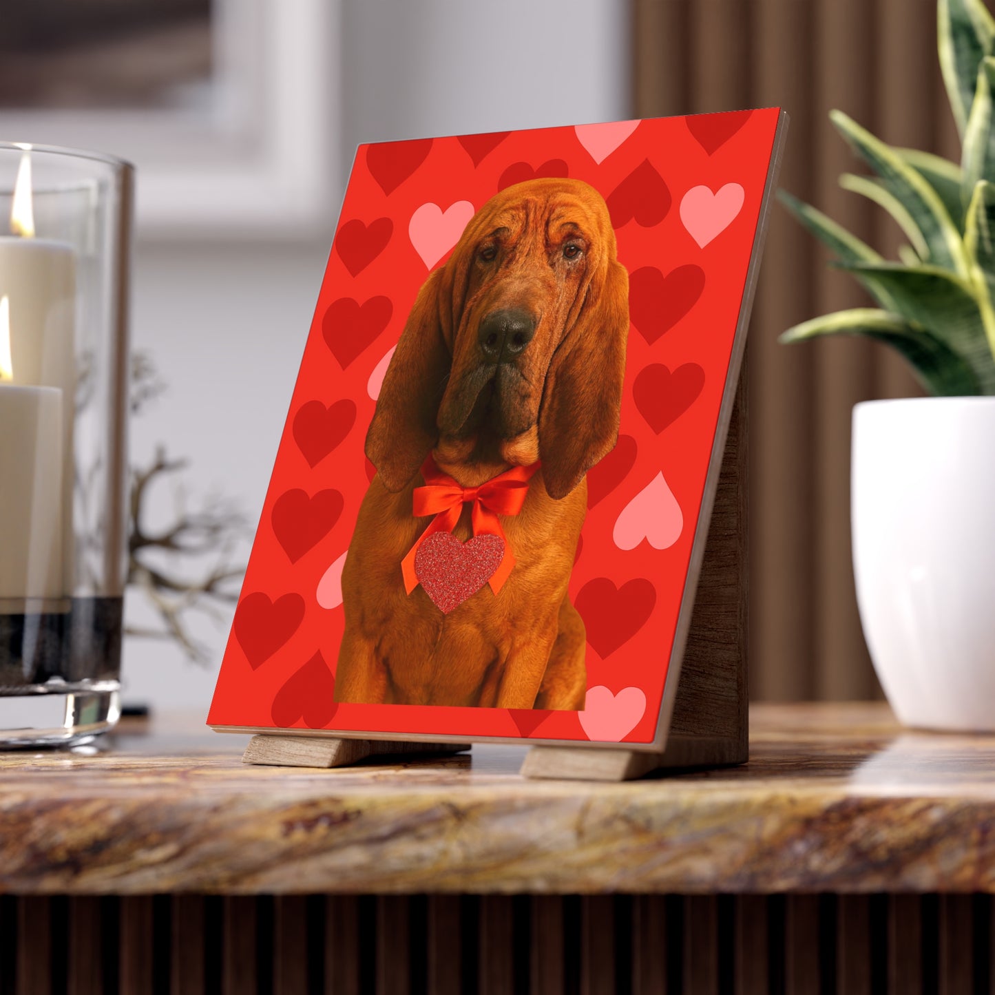 Cupid's Companion Bloodhound Ceramic Photo Tile