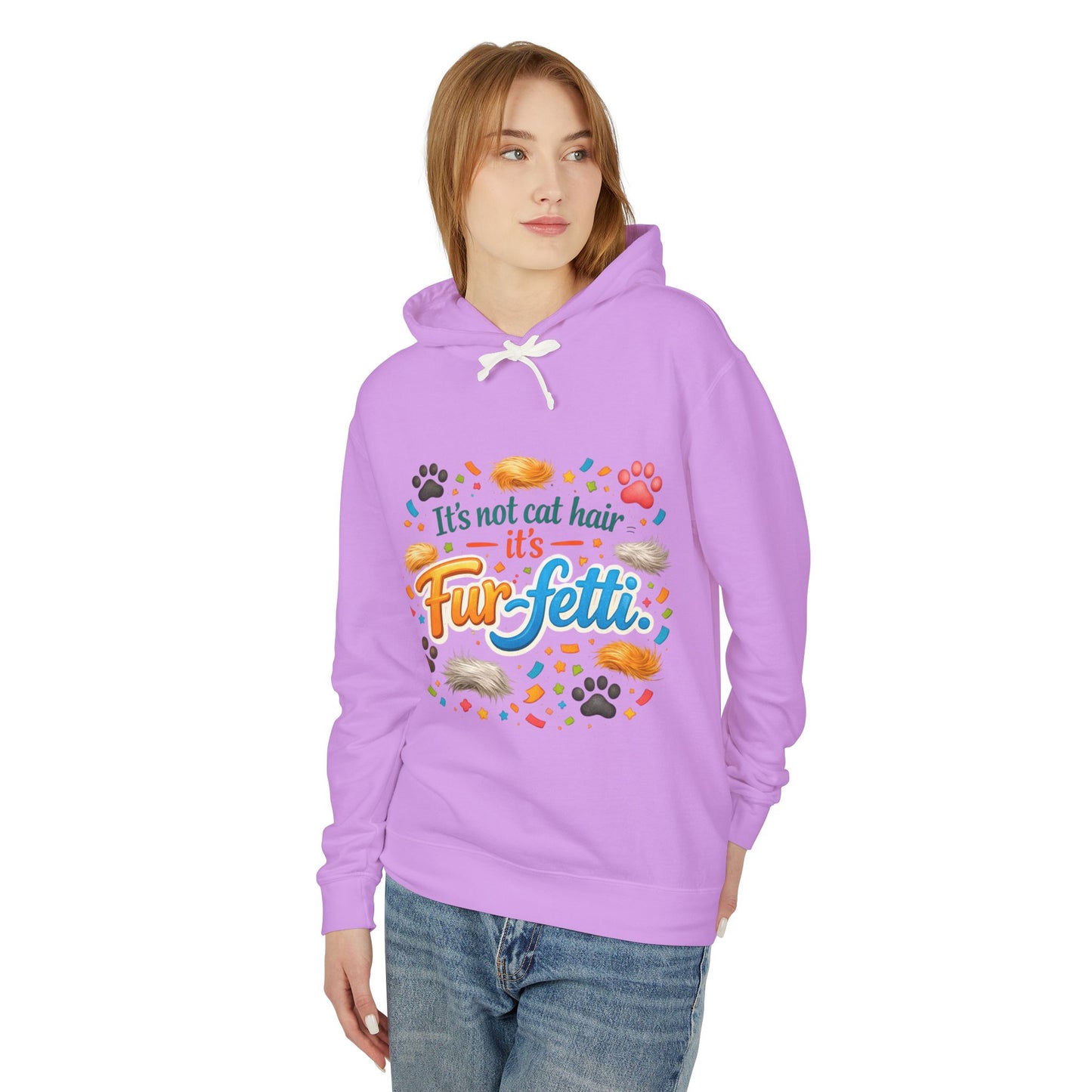 Fur-Fetti Cat Unisex Lightweight Hoodie