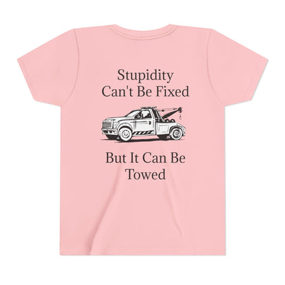 Stupidity Wheel Lift Tow Truck Youth Unisex Short Sleeve Crewneck Tee