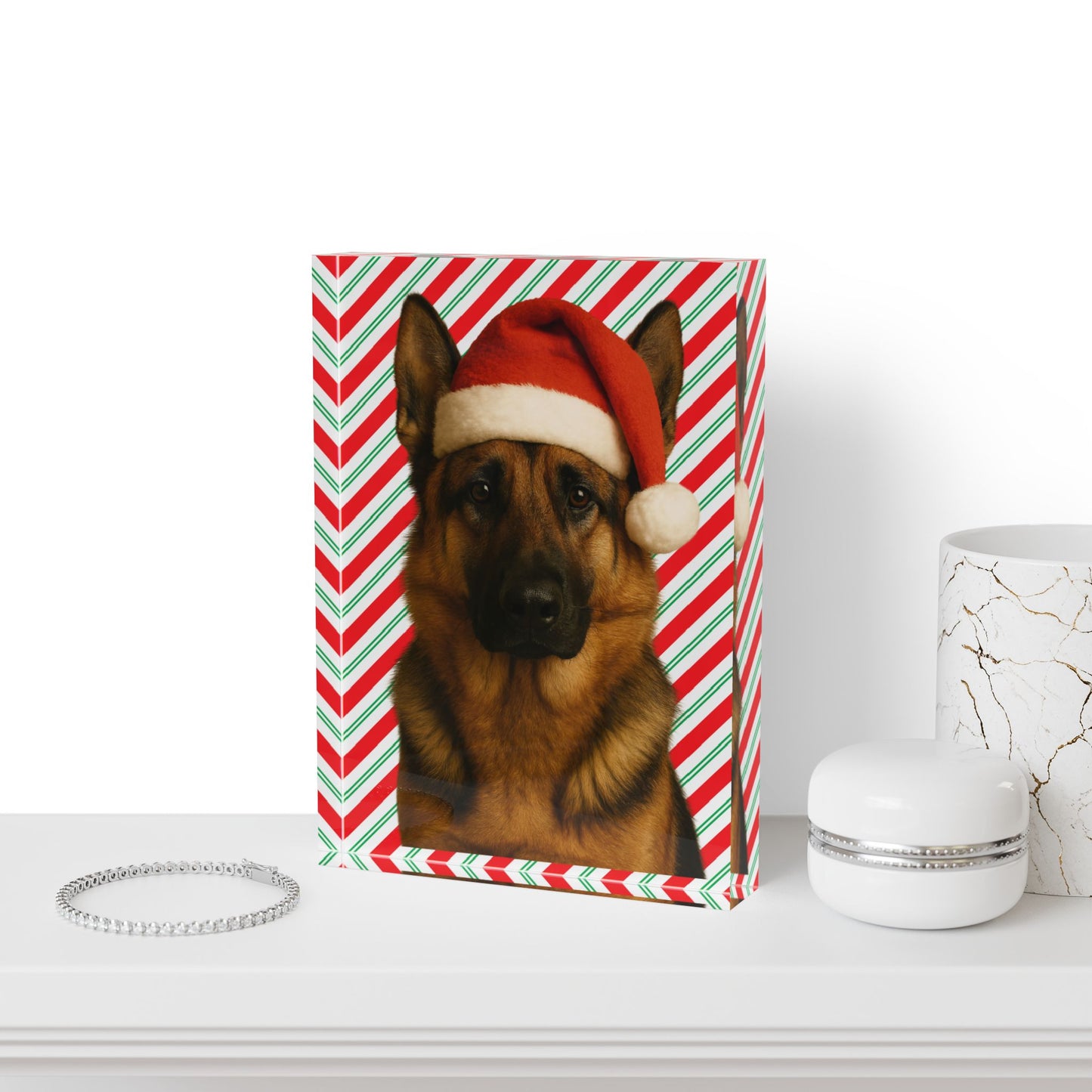 Santa Paws German Shepherd Acrylic Photo Block