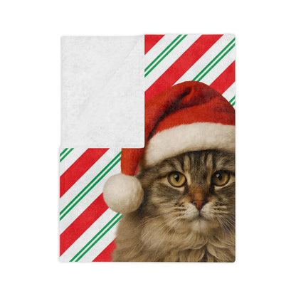 Santa Paws Cat Velveteen Microfiber Blanket