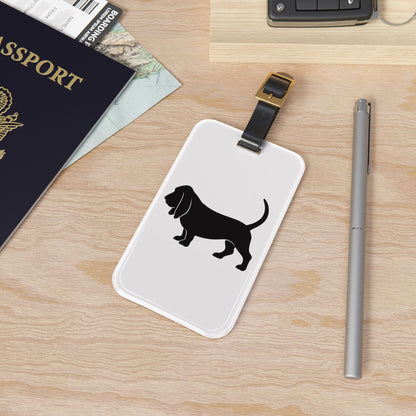 Basset Silhouette Leather Strap Luggage Tag