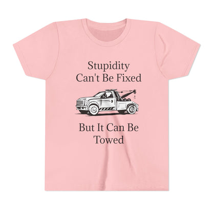 Stupidity Wheel Lift Tow Truck Youth Unisex Short Sleeve Crewneck Tee
