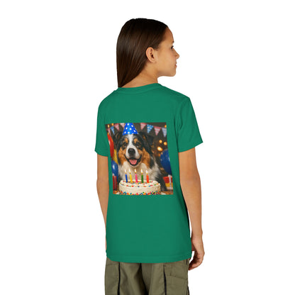 Birthday Buddy Aussie Youth Unisex Short Sleeve Crewneck Tee